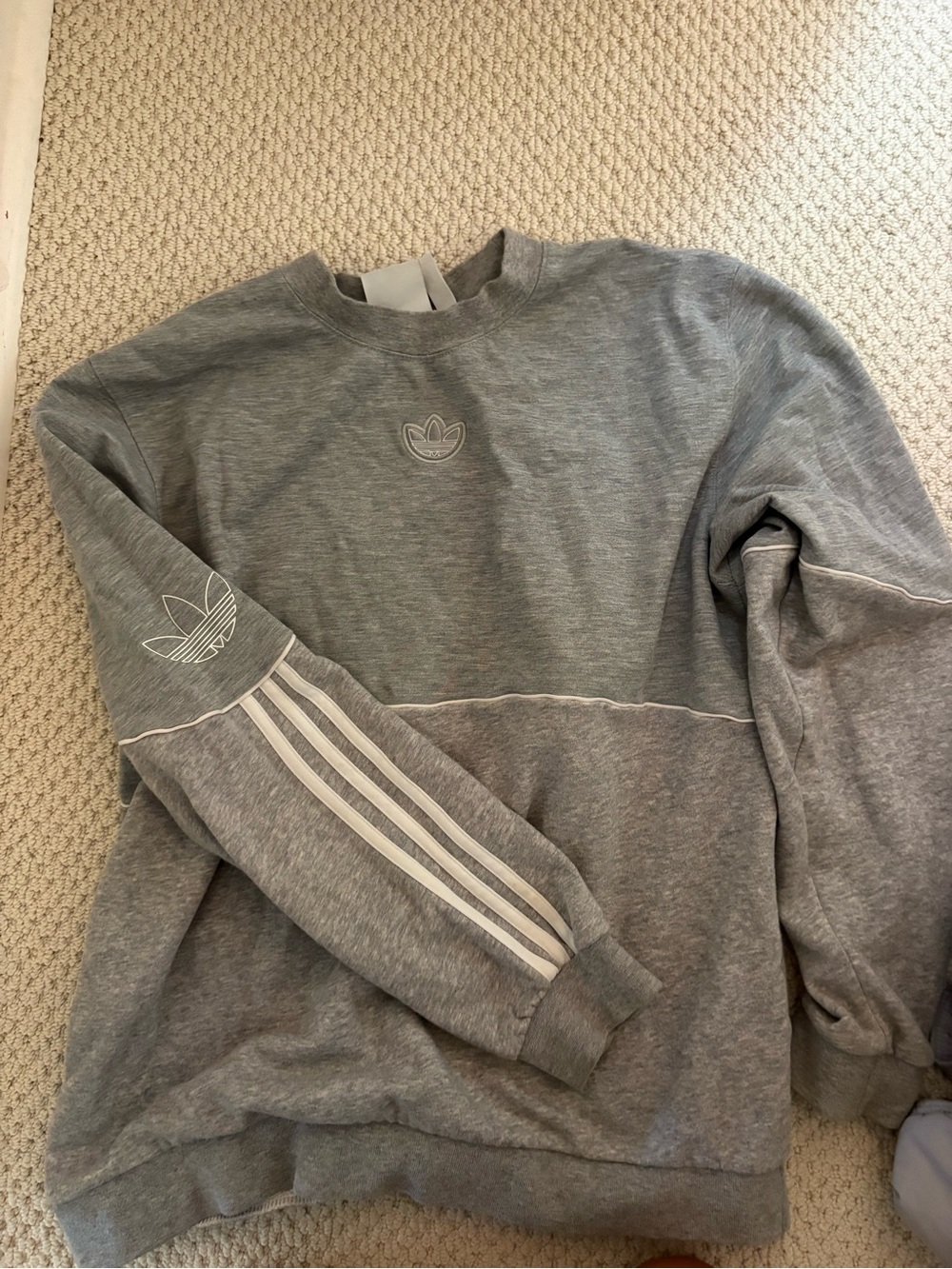 Adidas Womens Gray Trefoil Crewneck Sweatshirt